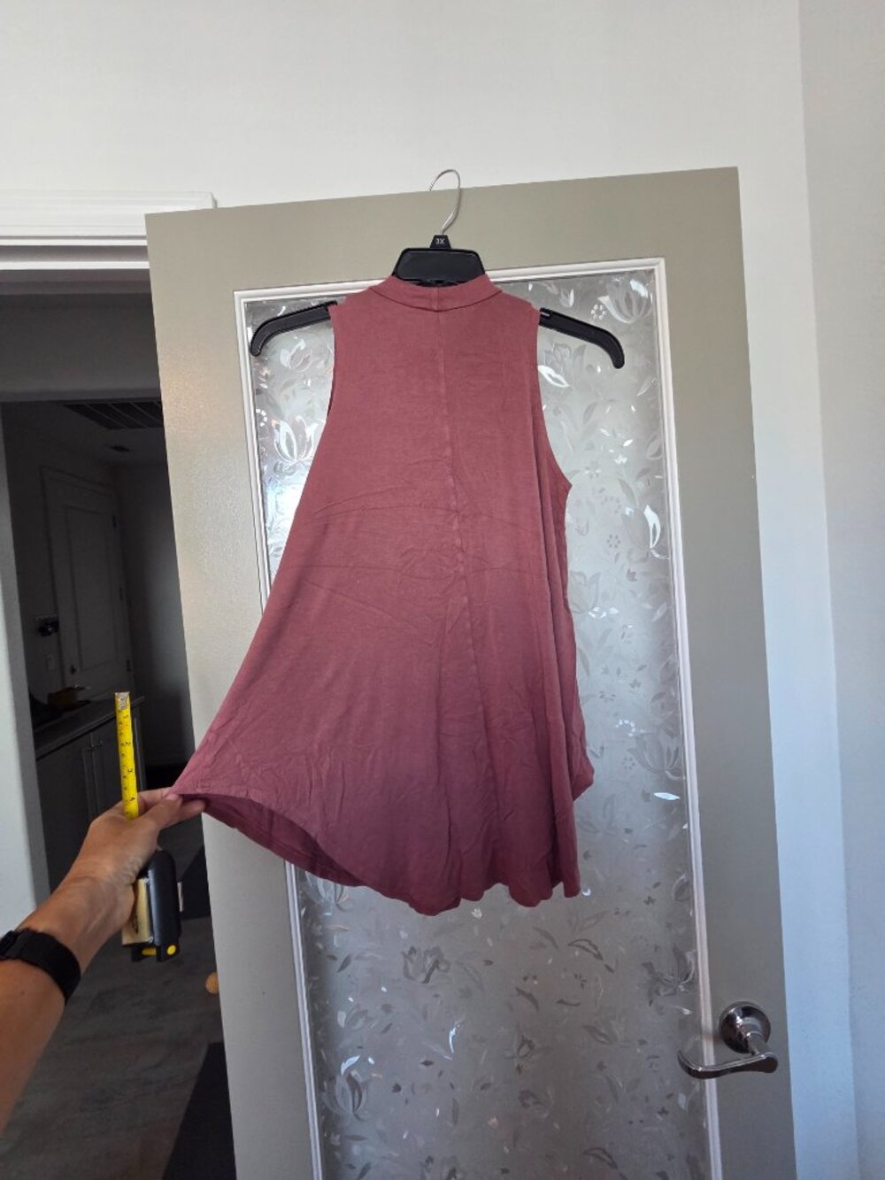 Rose Pink Solid Long Flowy Tank T-Shirt Tunic - Size Large - Picture 6 of 11